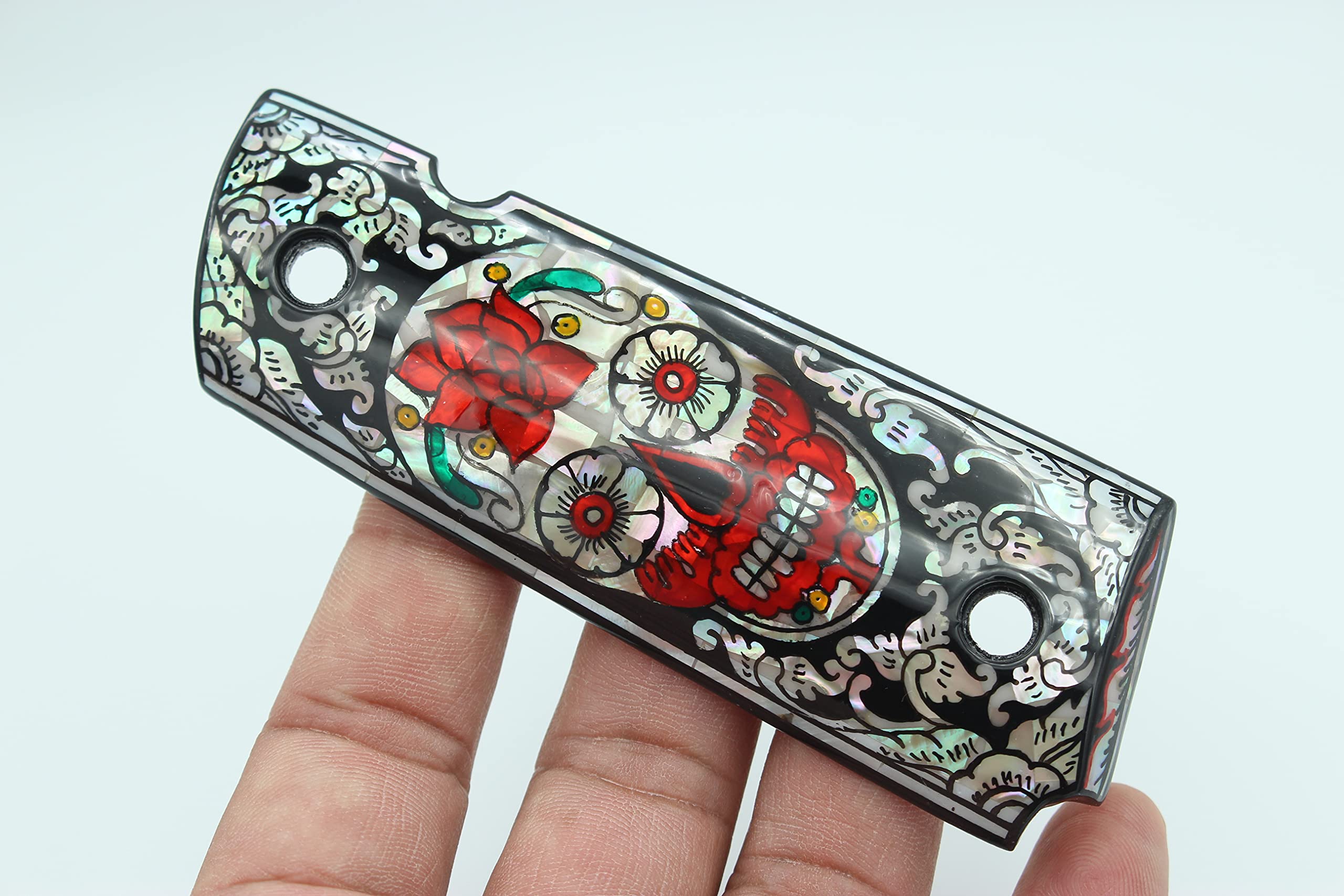 レスベア製　実物1911サンダーランチグリップ　新品 Amazon.co.jp: Vitoonwood シュガースカルアート 真珠層グリップ